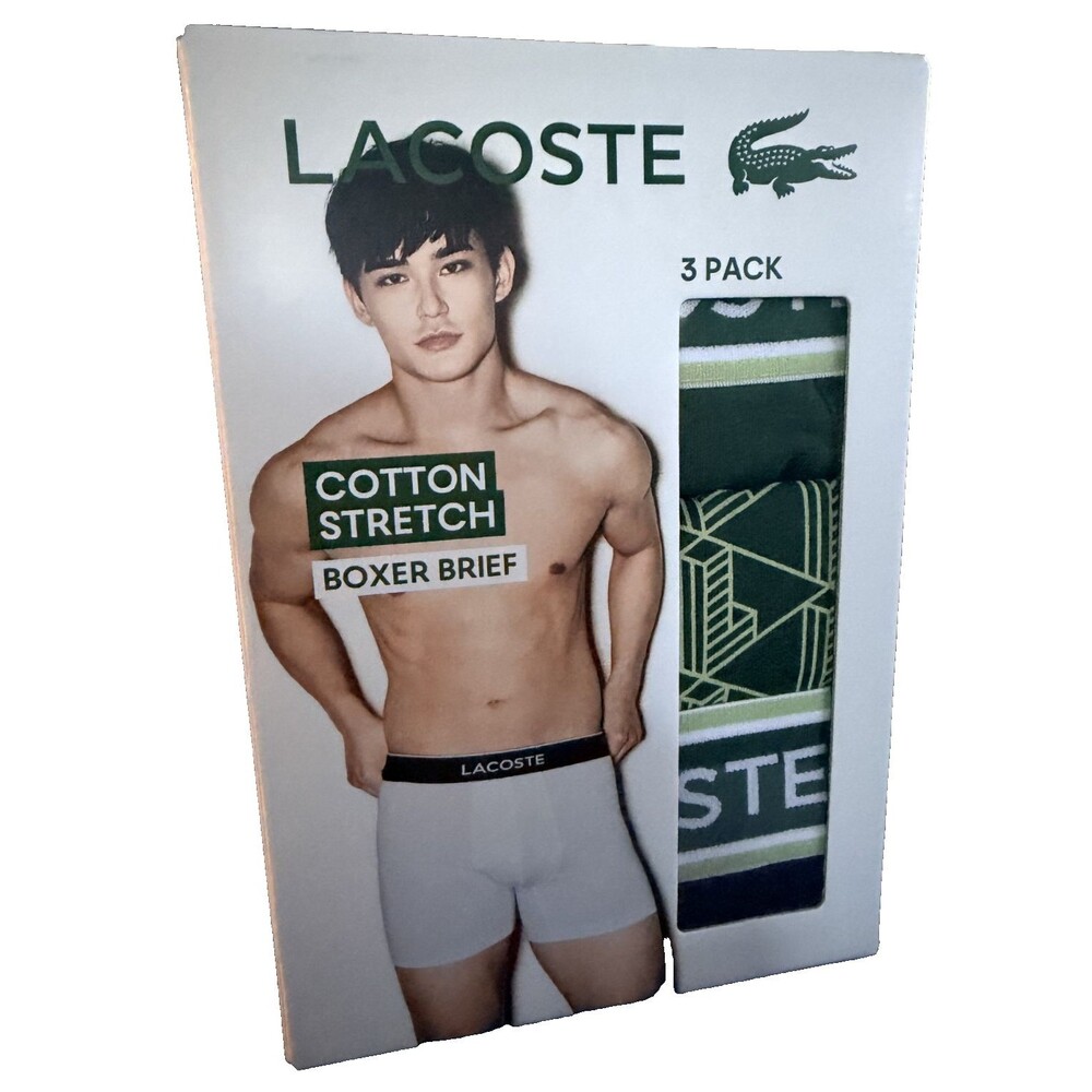 Lacoste Boxer Brief Cotton Stretch 3 Pack, Size Small, New